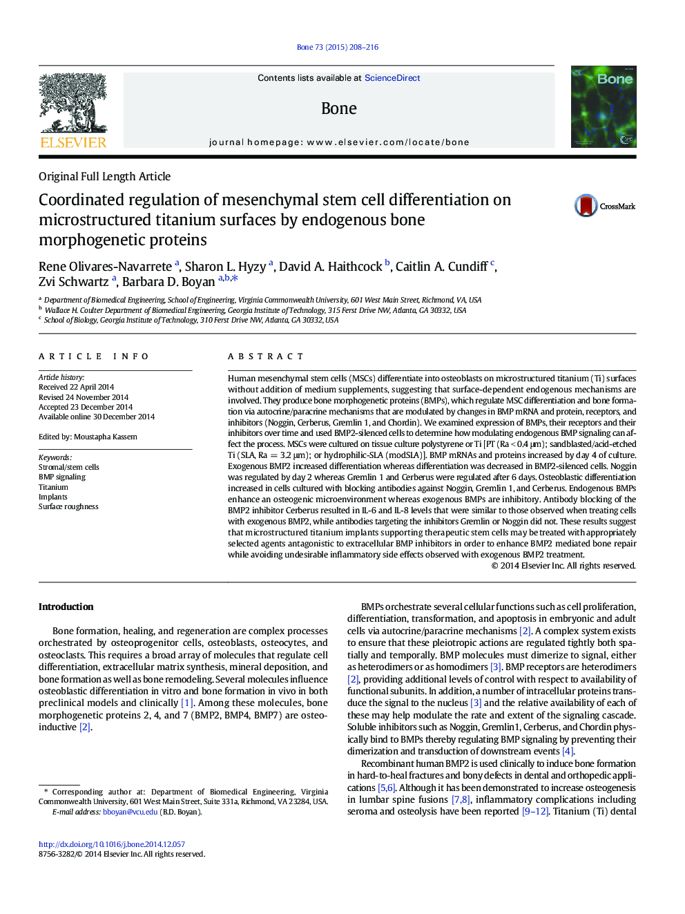 Coordinated regulation of mesenchymal stem cell differentiation on microstructured titanium surfaces by endogenous bone morphogenetic proteins