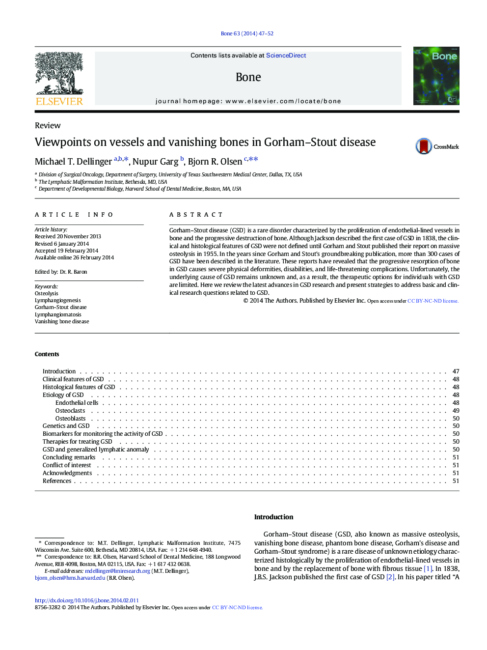 Viewpoints on vessels and vanishing bones in Gorham-Stout disease