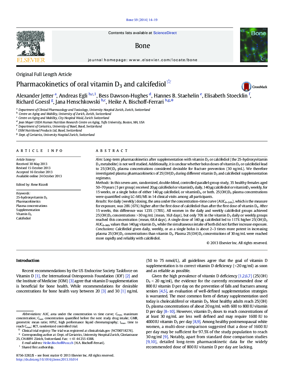 Pharmacokinetics of oral vitamin D3 and calcifediol