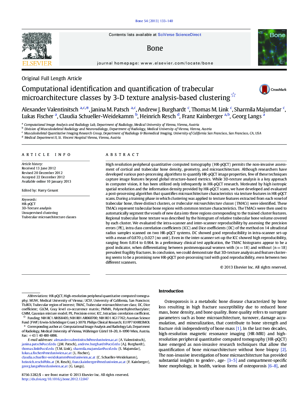 Computational identification and quantification of trabecular microarchitecture classes by 3-D texture analysis-based clustering