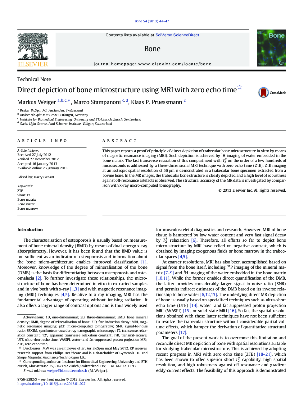 Direct depiction of bone microstructure using MRI with zero echo time