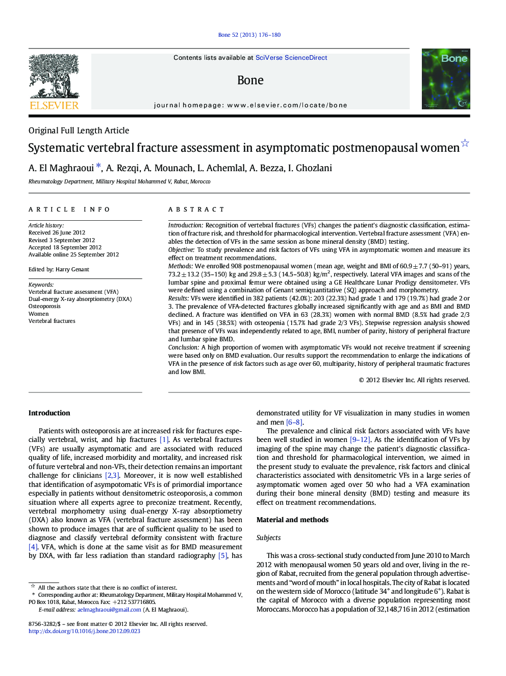 Original Full Length ArticleSystematic vertebral fracture assessment in asymptomatic postmenopausal women