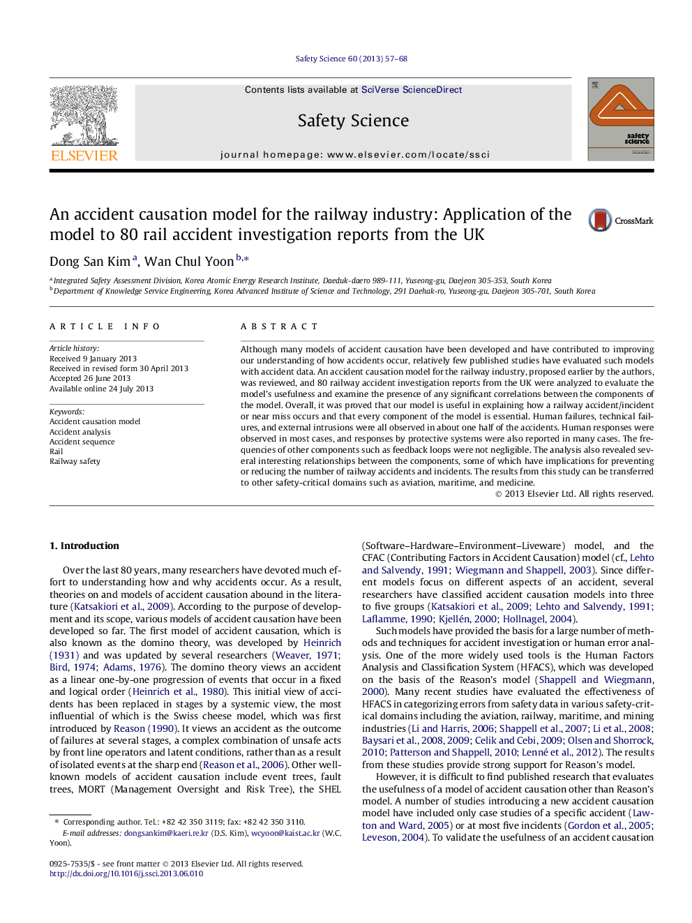 An accident causation model for the railway industry: Application of the model to 80 rail accident investigation reports from the UK