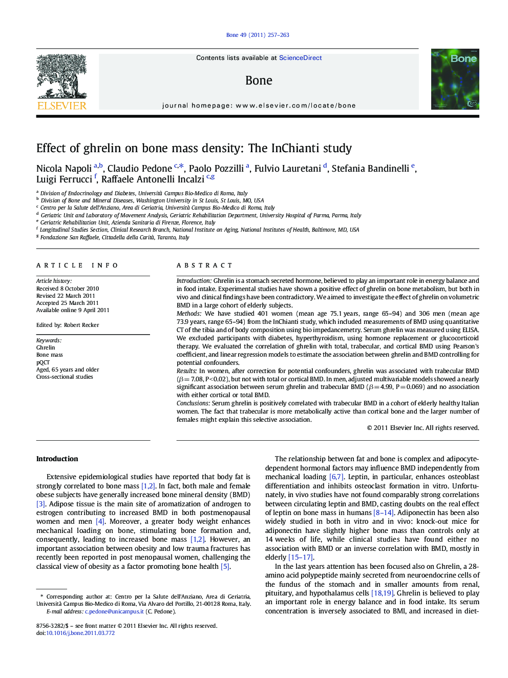 Effect of ghrelin on bone mass density: The InChianti study