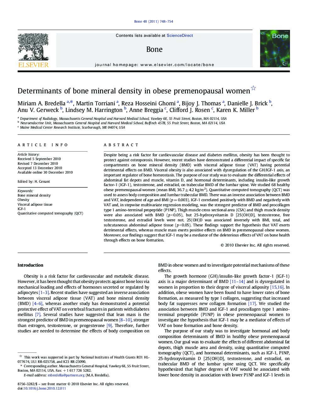 Determinants of bone mineral density in obese premenopausal women