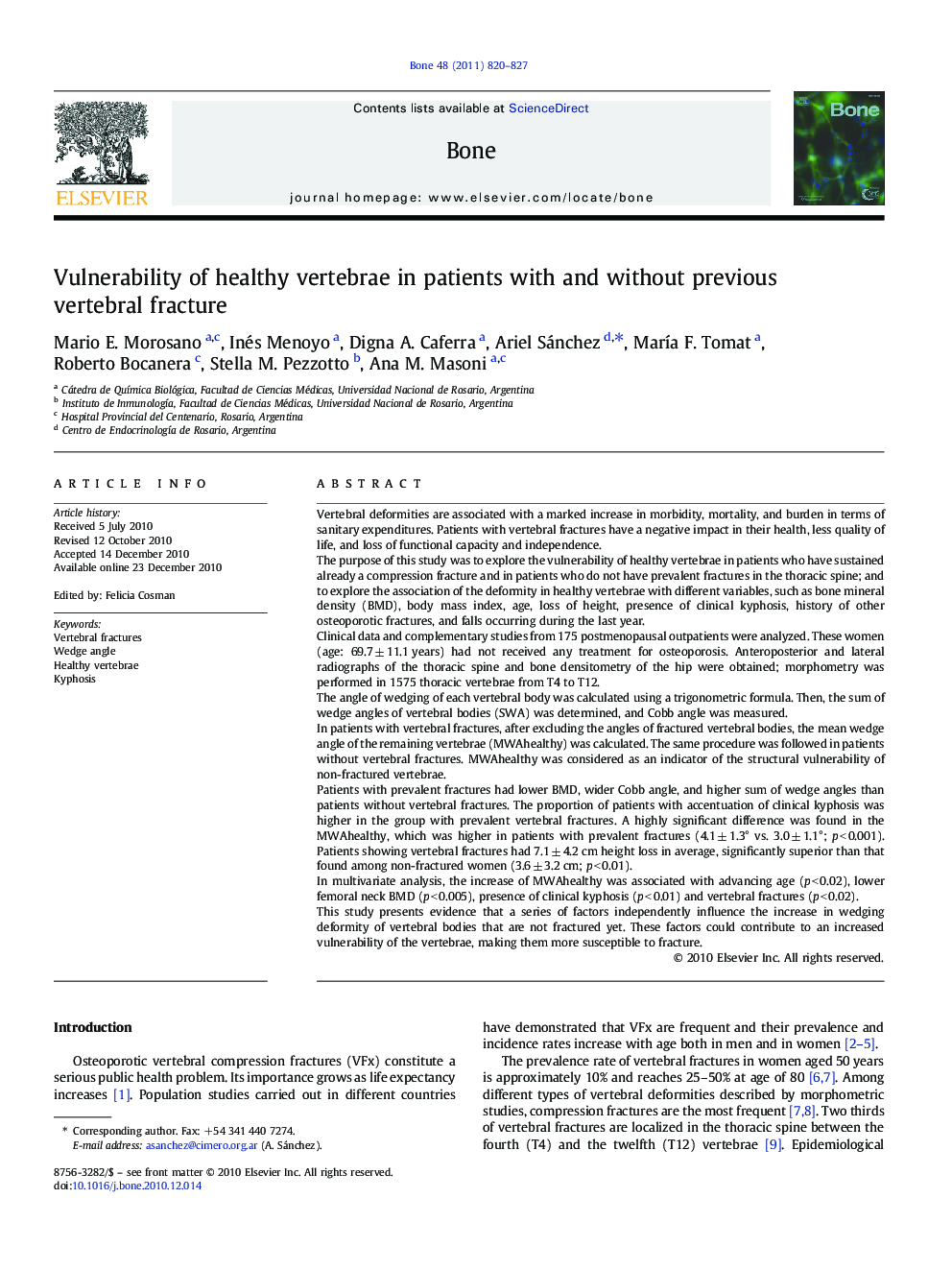 Vulnerability of healthy vertebrae in patients with and without previous vertebral fracture