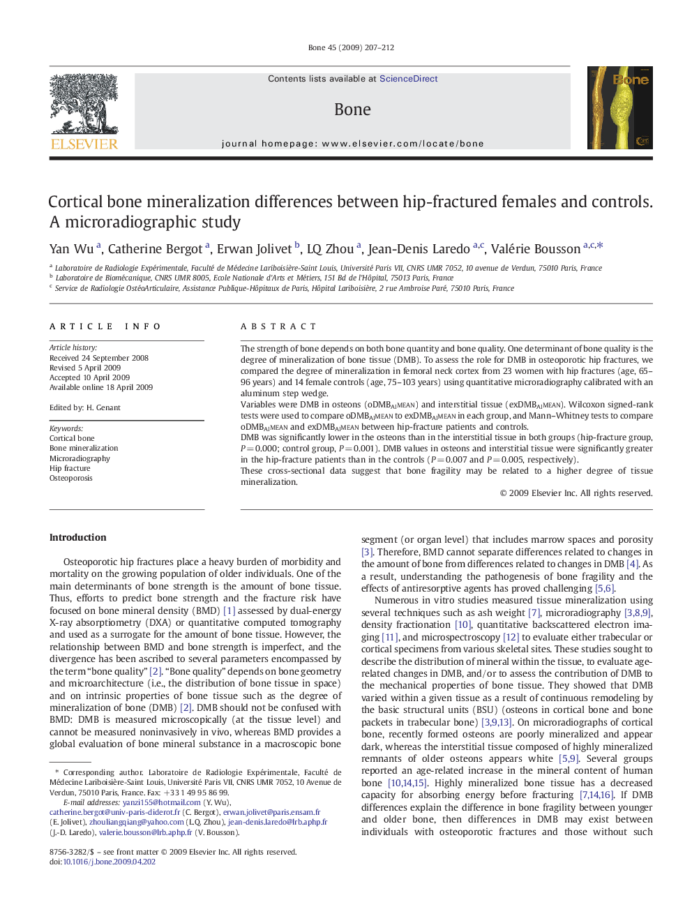 Cortical bone mineralization differences between hip-fractured females and controls. A microradiographic study