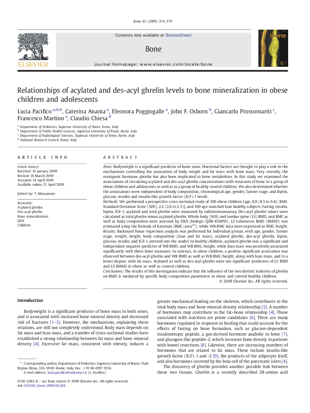 Relationships of acylated and des-acyl ghrelin levels to bone mineralization in obese children and adolescents