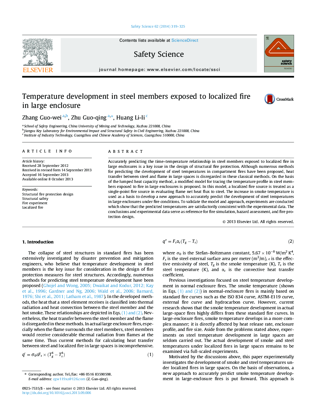 Temperature development in steel members exposed to localized fire in large enclosure