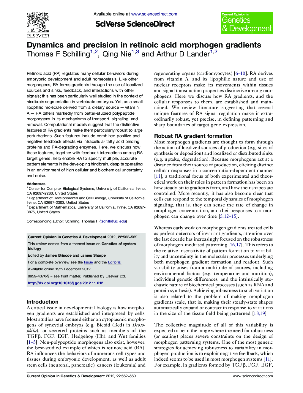 Dynamics and precision in retinoic acid morphogen gradients