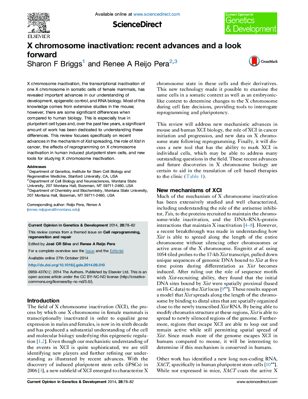 X chromosome inactivation: recent advances and a look forward