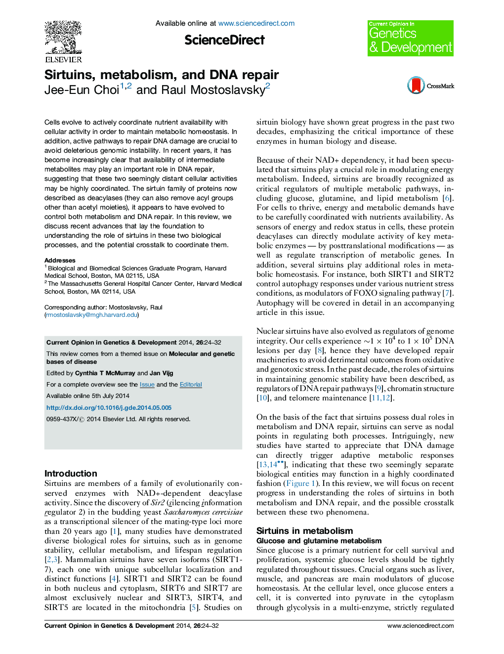 Sirtuins, metabolism, and DNA repair