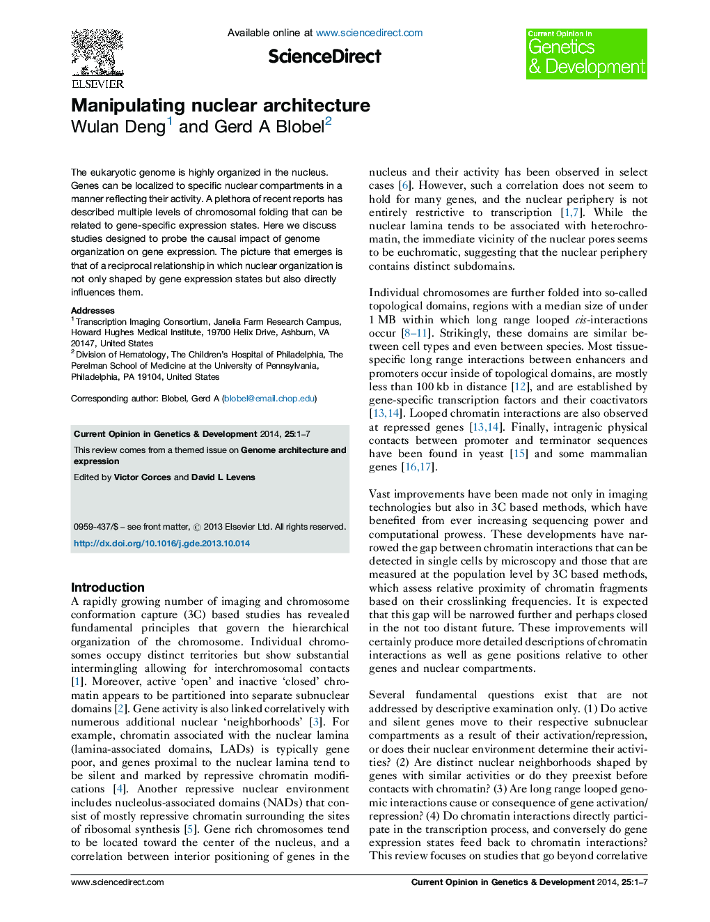 Manipulating nuclear architecture