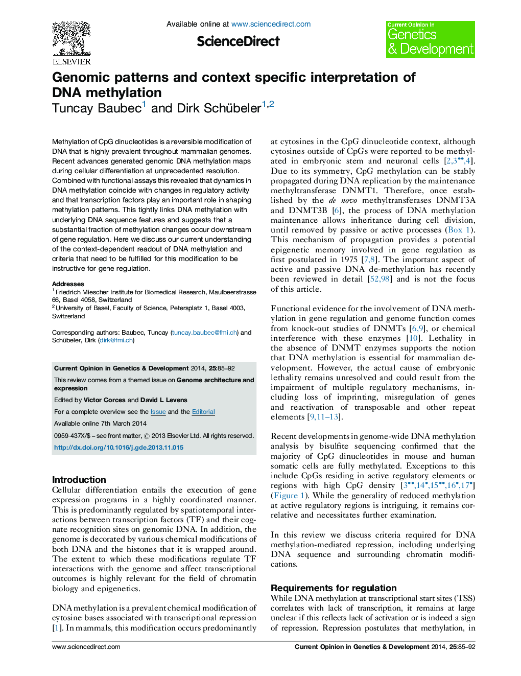 Genomic patterns and context specific interpretation of DNA methylation