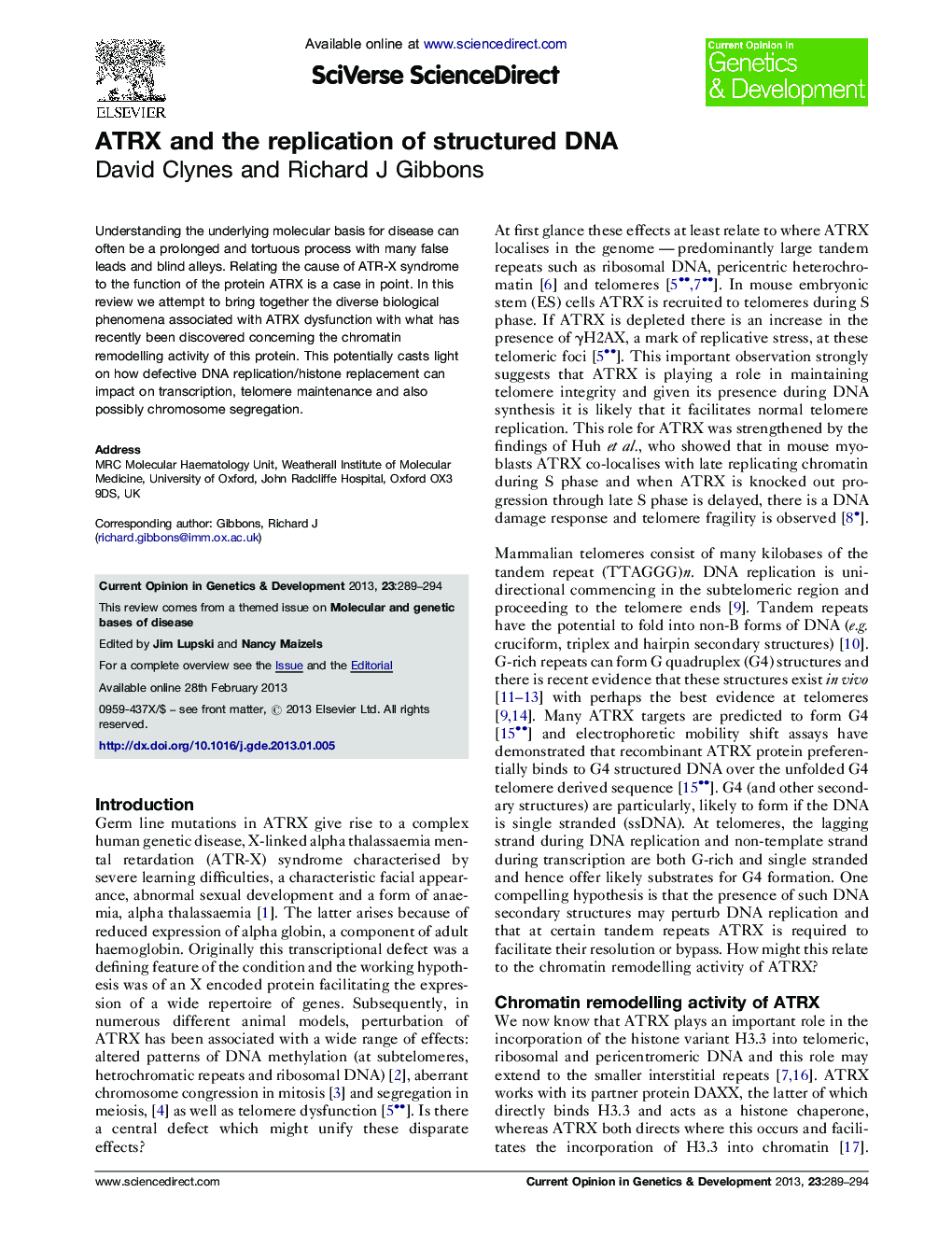 ATRX and the replication of structured DNA