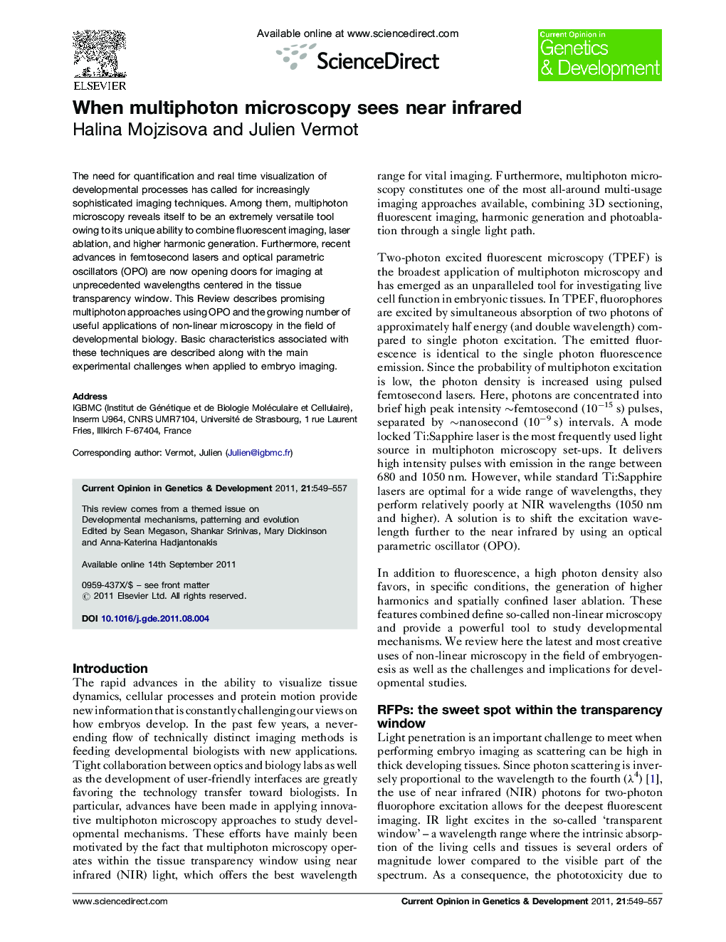 عکس صفحه اول مقاله: When multiphoton microscopy sees near infrared When multiphoton microscopy sees near infrared