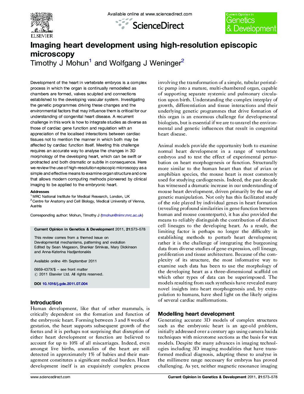 Imaging heart development using high-resolution episcopic microscopy