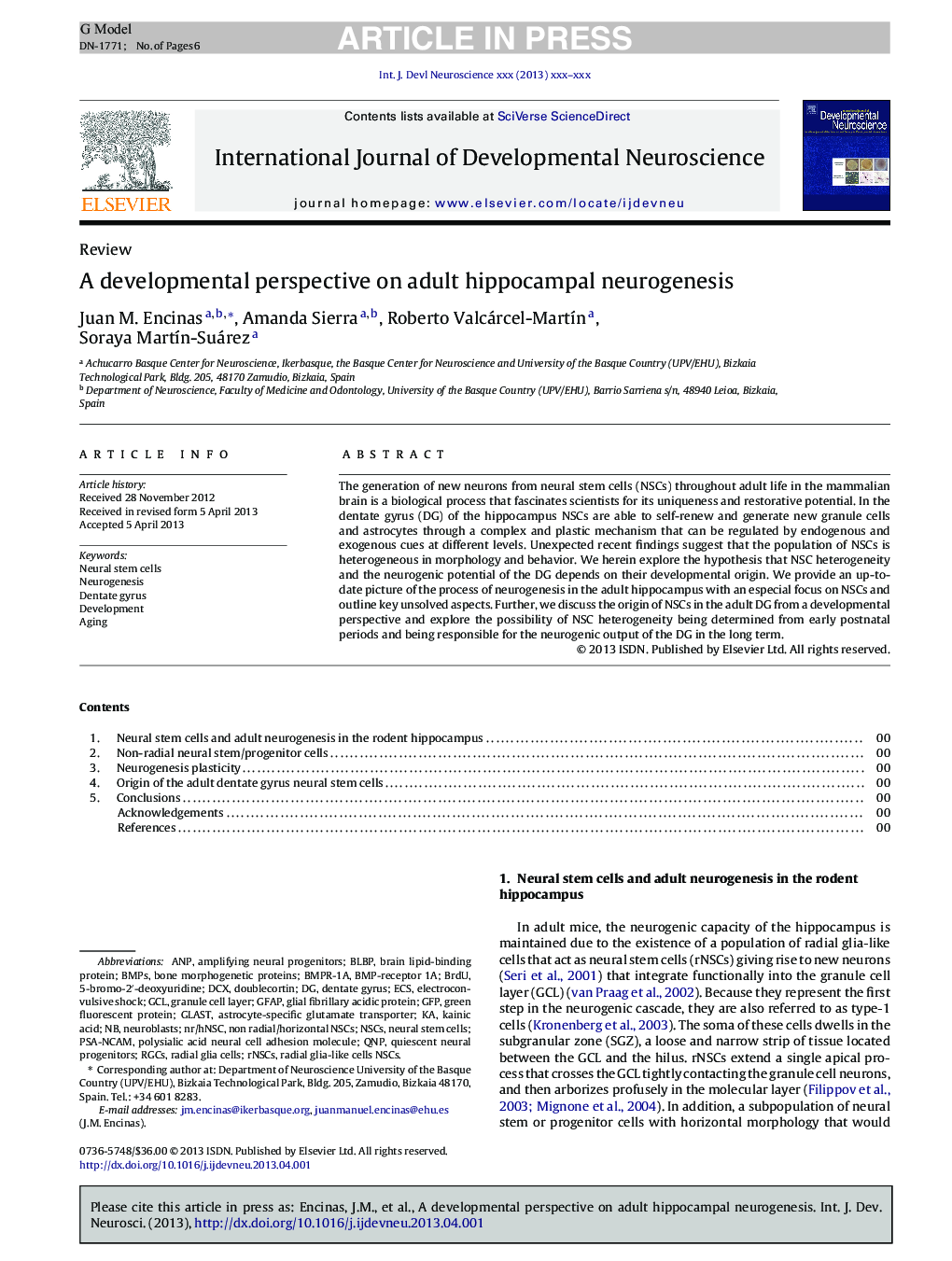 A developmental perspective on adult hippocampal neurogenesis