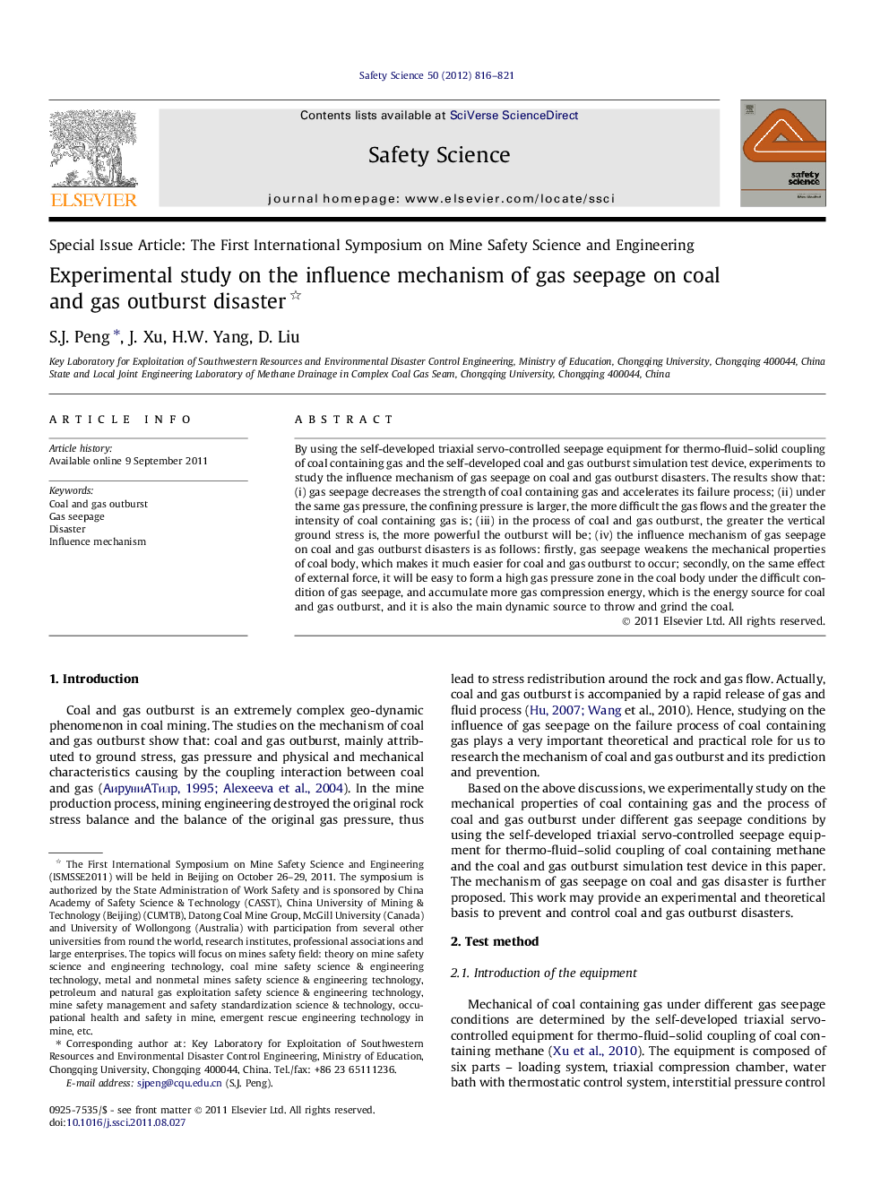 Experimental study on the influence mechanism of gas seepage on coal and gas outburst disaster 