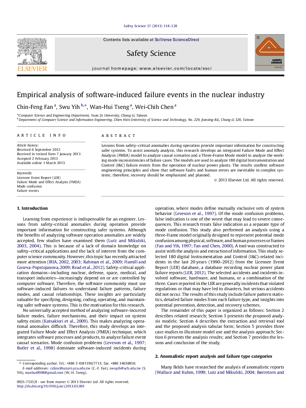 Empirical analysis of software-induced failure events in the nuclear industry