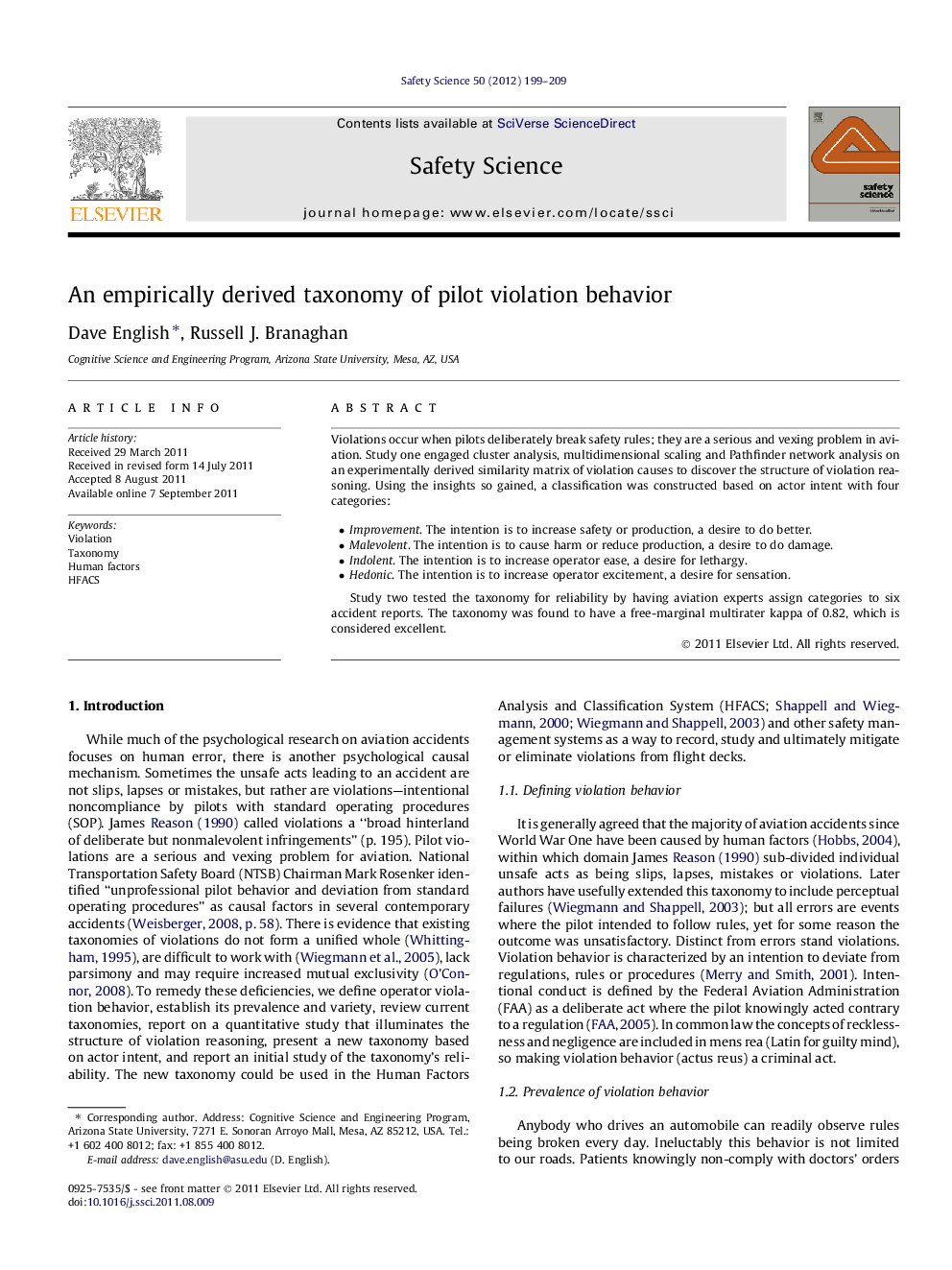 An empirically derived taxonomy of pilot violation behavior