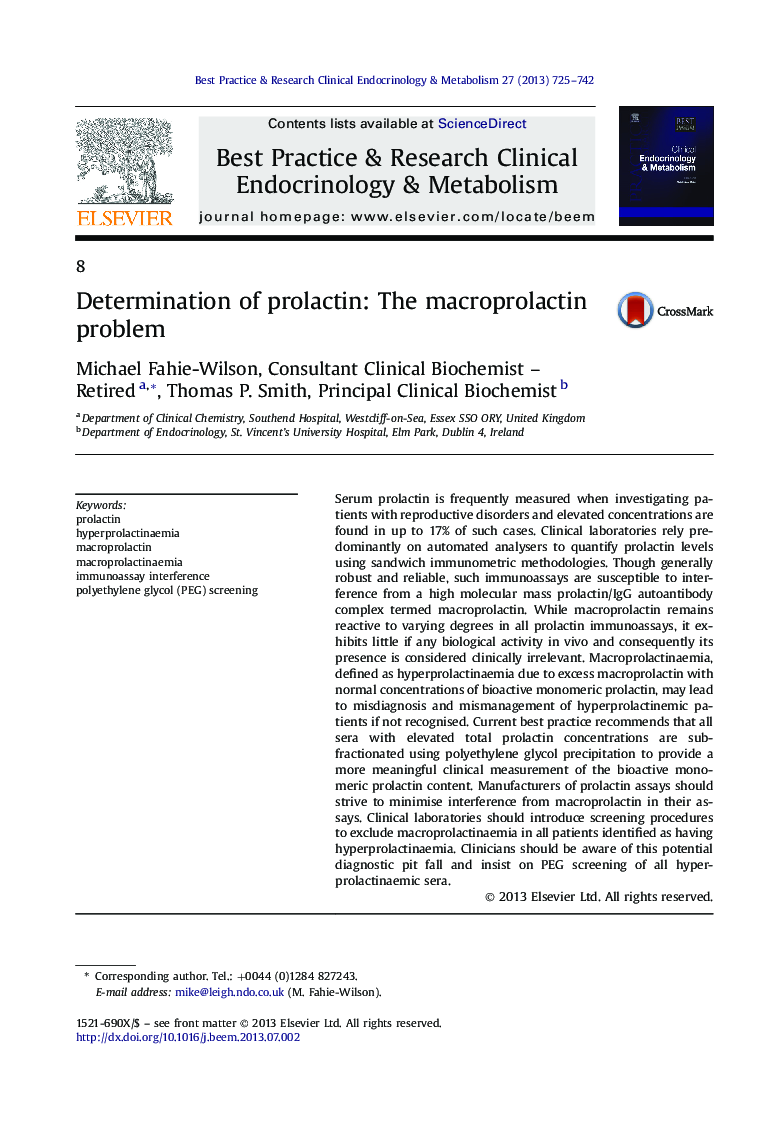 Determination of prolactin: The macroprolactin problem