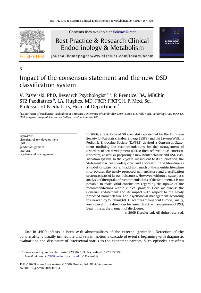 Impact of the consensus statement and the new DSD classification system