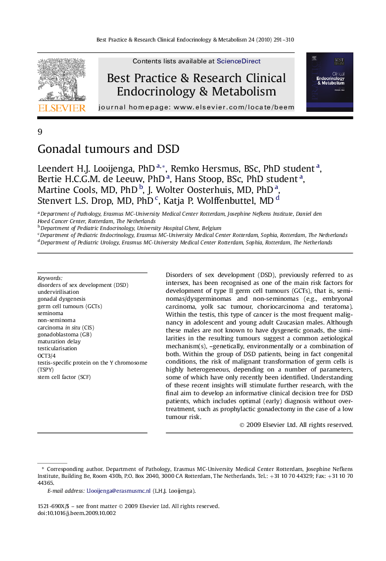 Gonadal tumours and DSD