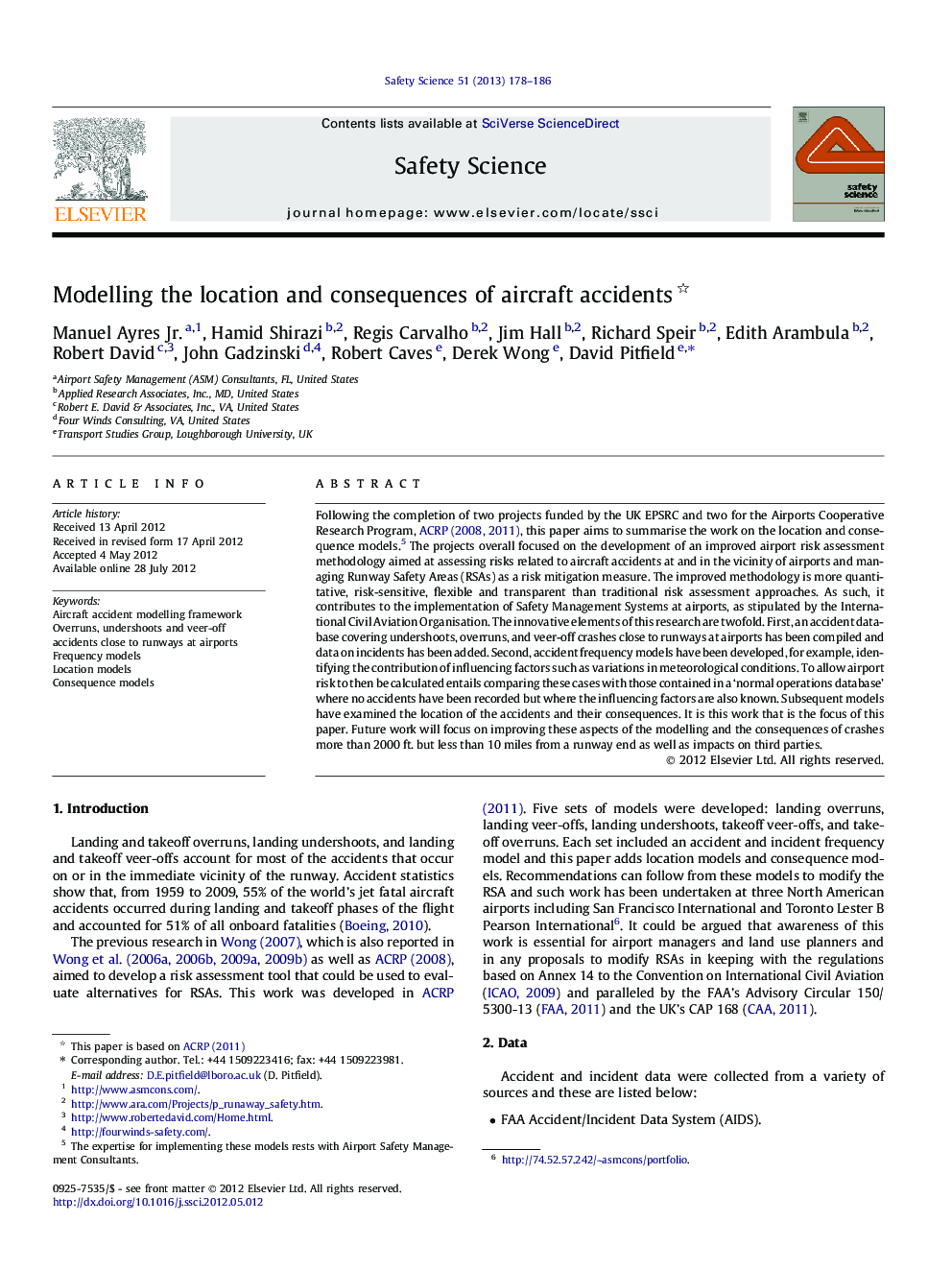 Modelling the location and consequences of aircraft accidents 