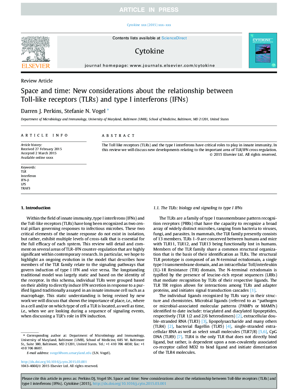 Space and time: New considerations about the relationship between Toll-like receptors (TLRs) and type I interferons (IFNs)