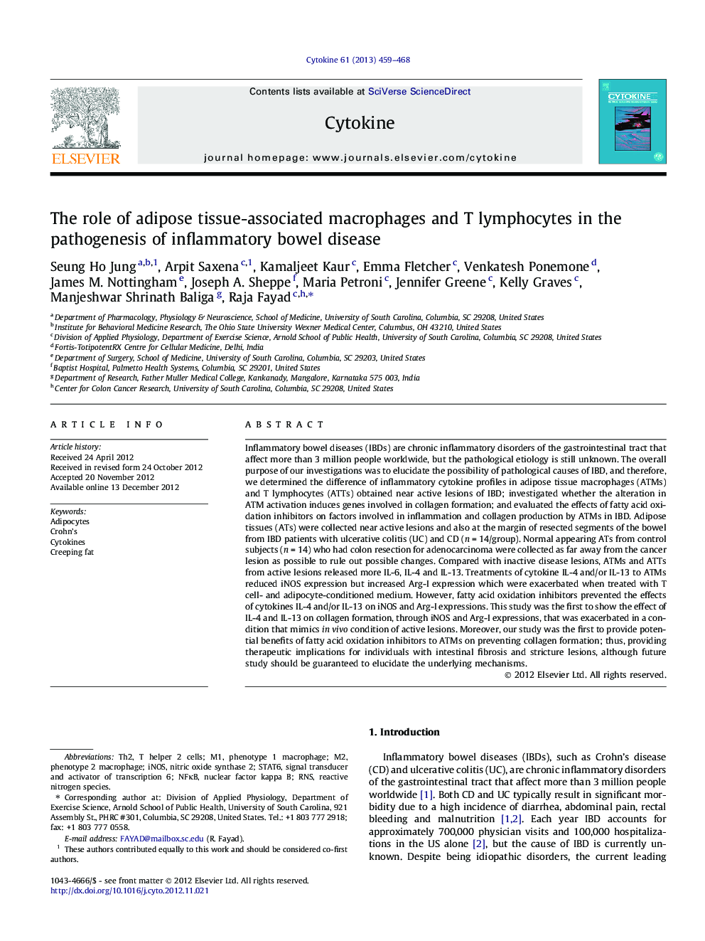 The role of adipose tissue-associated macrophages and T lymphocytes in the pathogenesis of inflammatory bowel disease