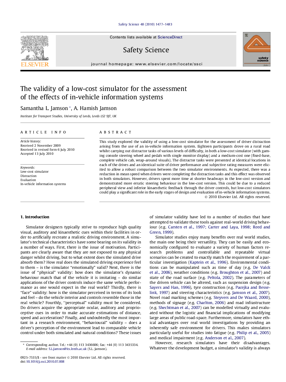 The validity of a low-cost simulator for the assessment of the effects of in-vehicle information systems