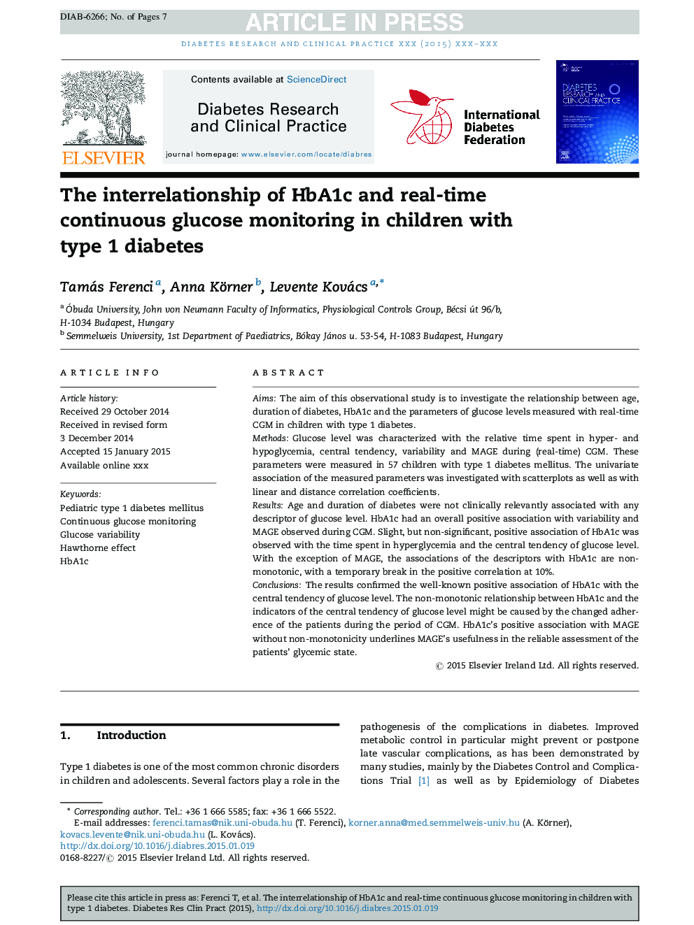 The interrelationship of HbA1c and real-time continuous glucose monitoring in children with type 1 diabetes