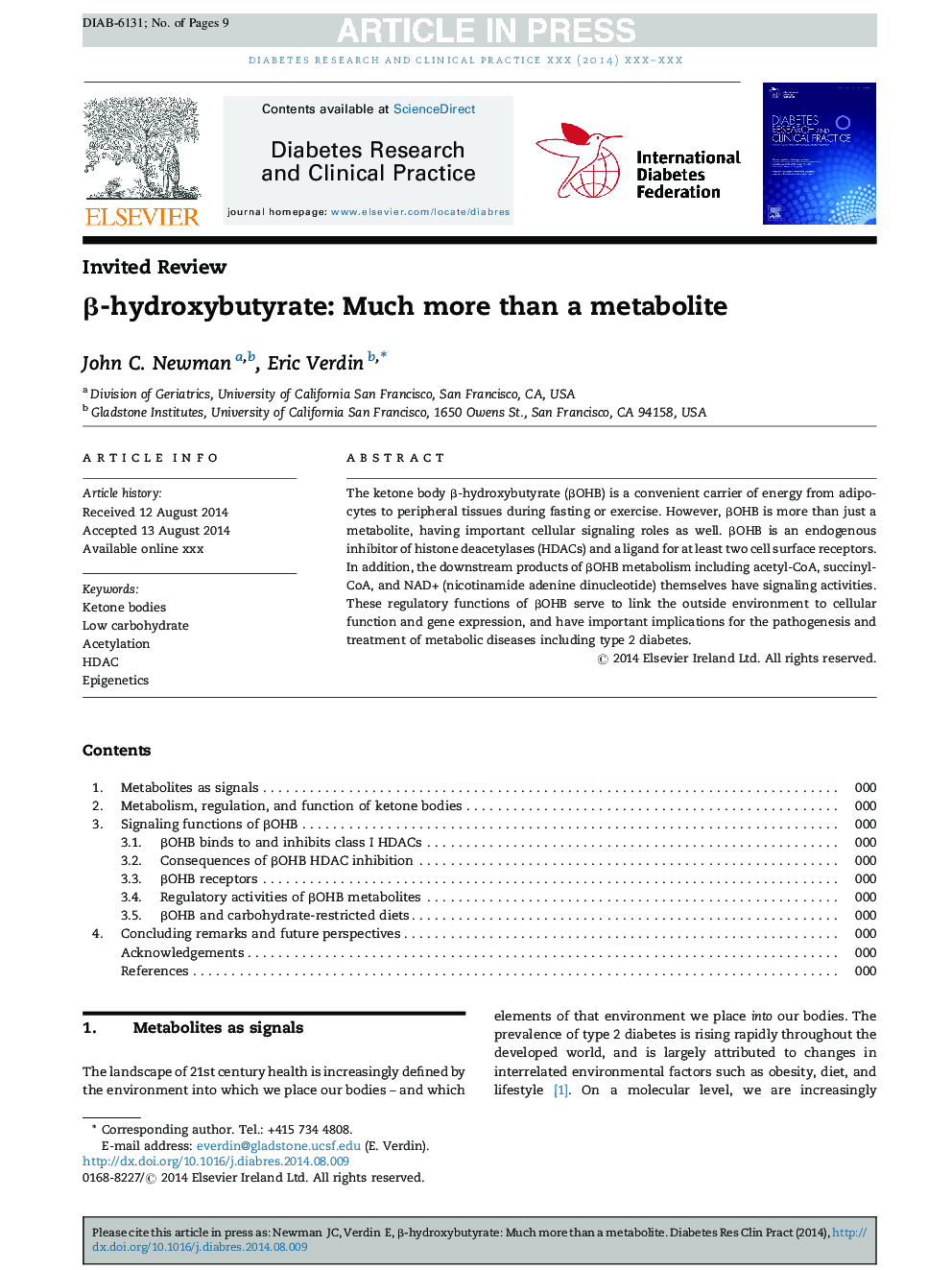 Î²-hydroxybutyrate: Much more than a metabolite
