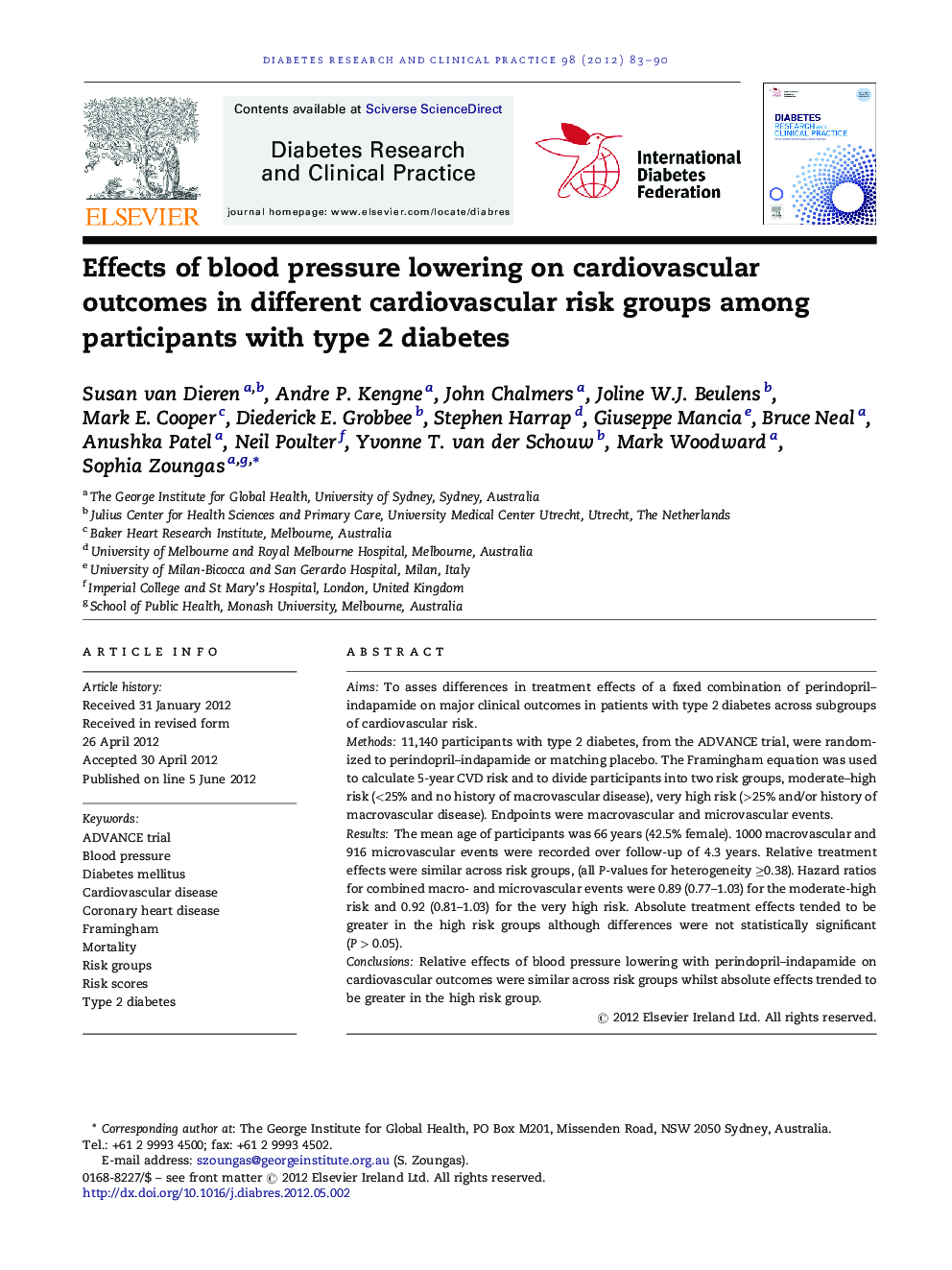 Effects of blood pressure lowering on cardiovascular outcomes in different cardiovascular risk groups among participants with type 2 diabetes