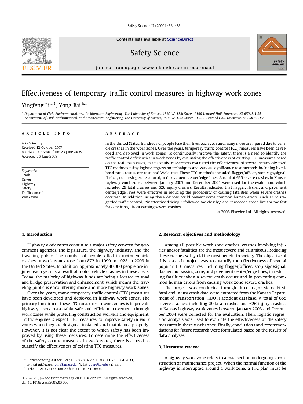 Effectiveness of temporary traffic control measures in highway work zones