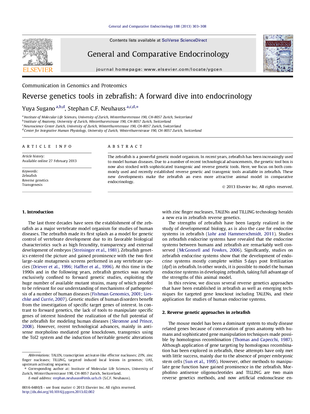 Reverse genetics tools in zebrafish: A forward dive into endocrinology