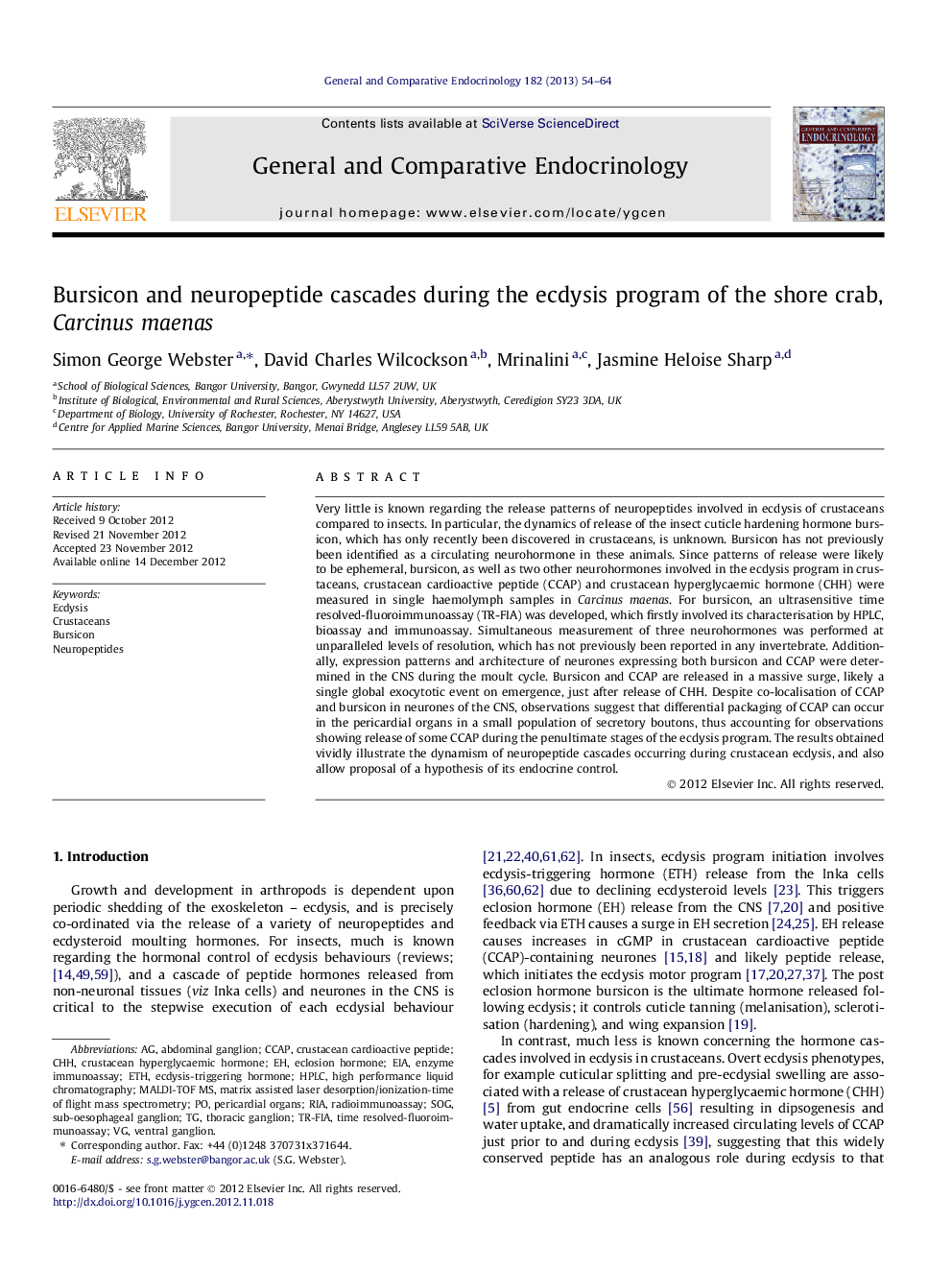 Bursicon and neuropeptide cascades during the ecdysis program of the shore crab, Carcinus maenas