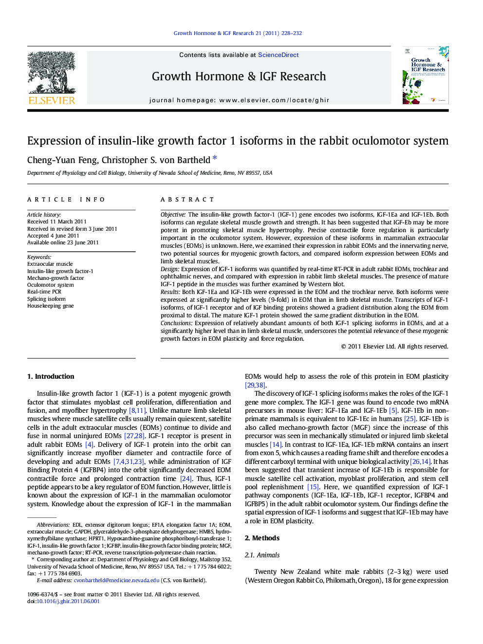 Expression of insulin-like growth factor 1 isoforms in the rabbit oculomotor system