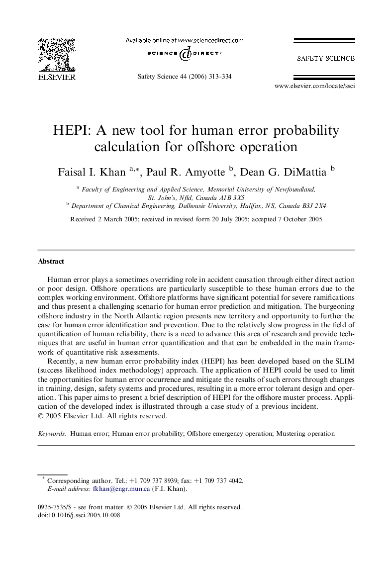 HEPI: A new tool for human error probability calculation for offshore operation