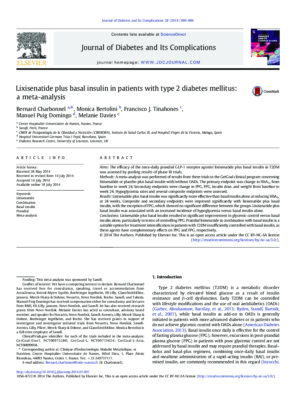 Lixisenatide plus basal insulin in patients with type 2 diabetes mellitus: a meta-analysis