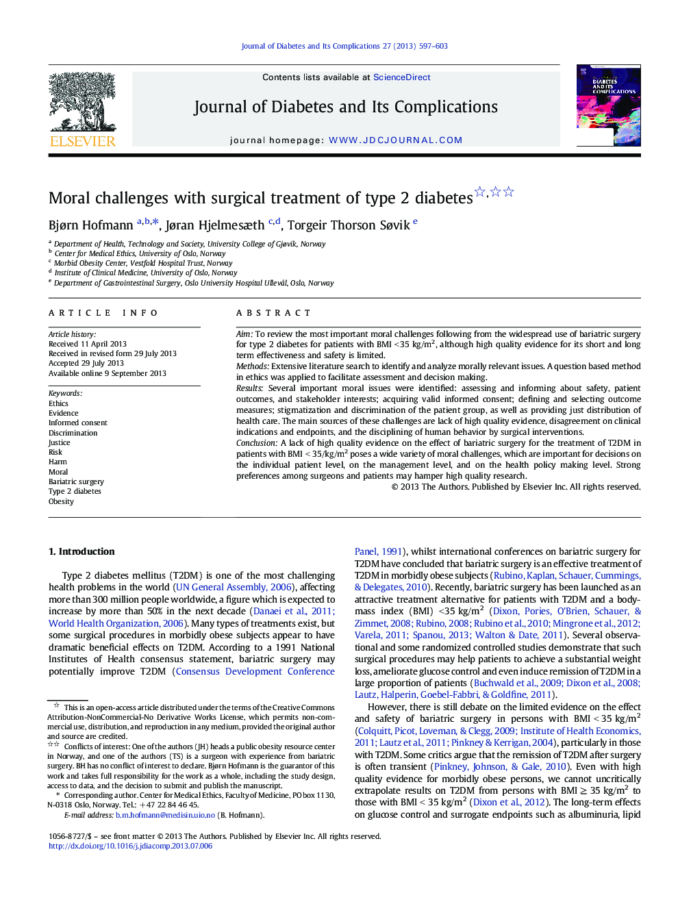 Moral challenges with surgical treatment of type 2 diabetes