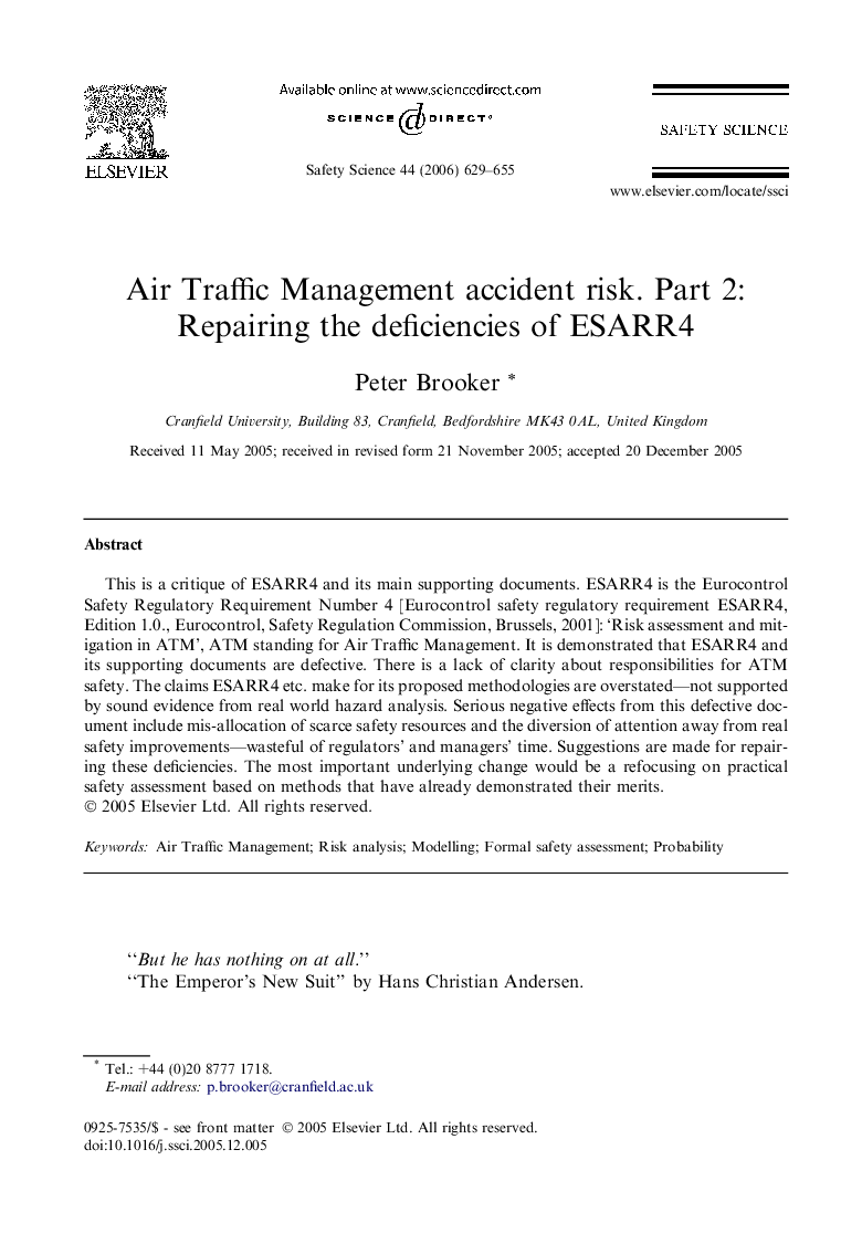 Air Traffic Management accident risk. Part 2: Repairing the deficiencies of ESARR4