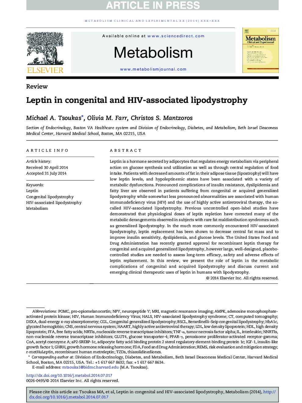Leptin in congenital and HIV-associated lipodystrophy