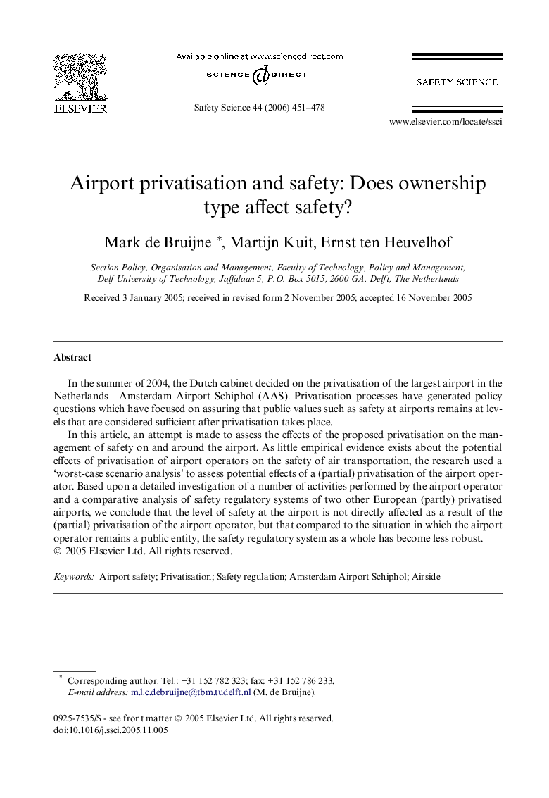 Airport privatisation and safety: Does ownership type affect safety?