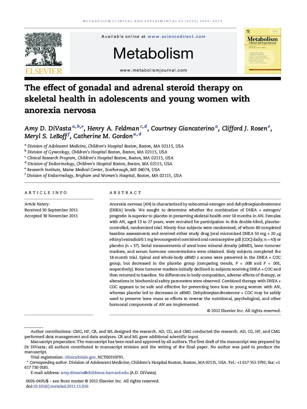 The effect of gonadal and adrenal steroid therapy on skeletal health in adolescents and young women with anorexia nervosa
