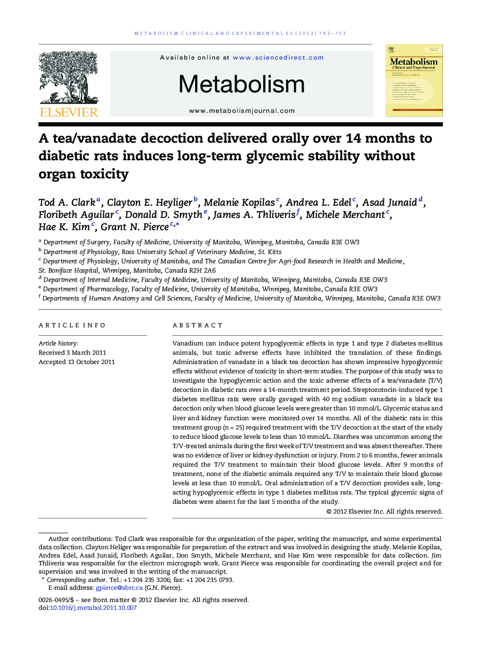 A tea/vanadate decoction delivered orally over 14 months to diabetic rats induces long-term glycemic stability without organ toxicity