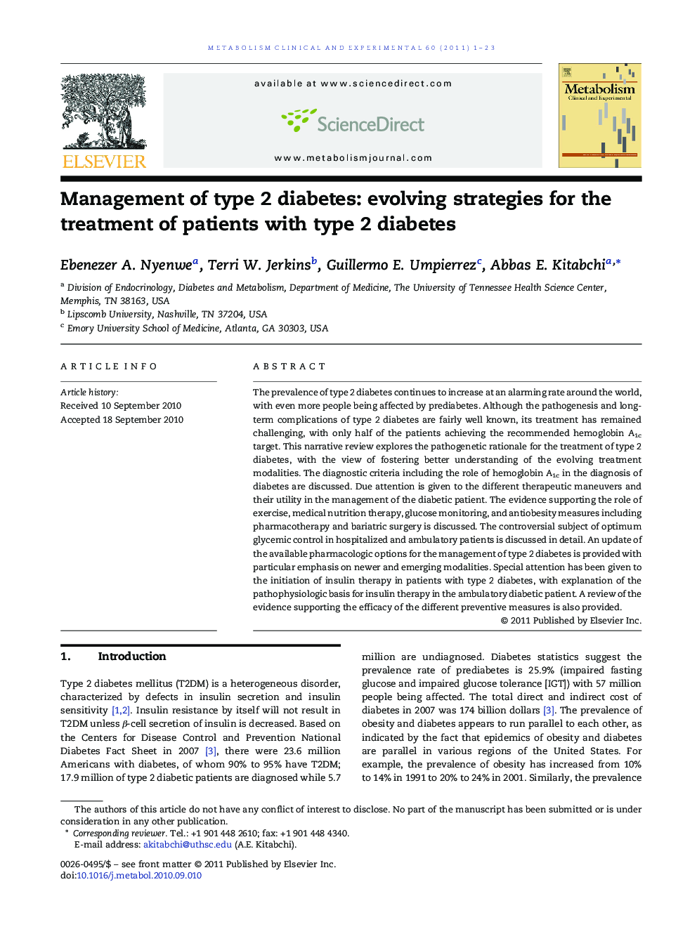 Management of type 2 diabetes: evolving strategies for the treatment of patients with type 2 diabetes