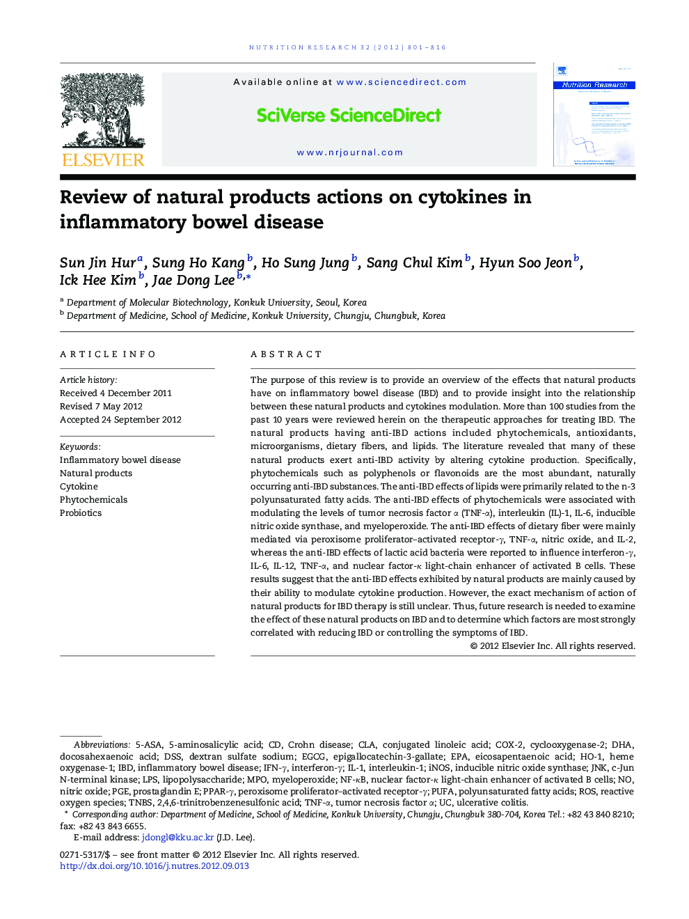 Review of natural products actions on cytokines in inflammatory bowel disease