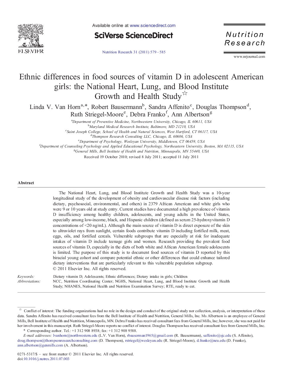 Ethnic differences in food sources of vitamin D in adolescent American girls: the National Heart, Lung, and Blood Institute Growth and Health Study